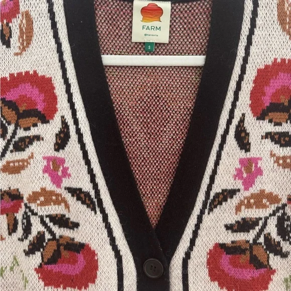 Farm Rio Sand Palm Paradise Knit Cardigan Sweater - Small - Picture 4 of 6
